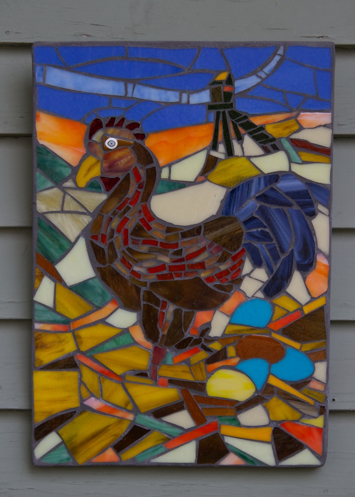 Hen with Colorful Eggs